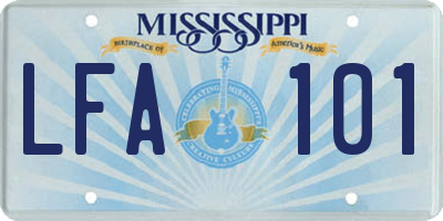 MS license plate LFA101