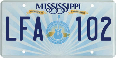 MS license plate LFA102
