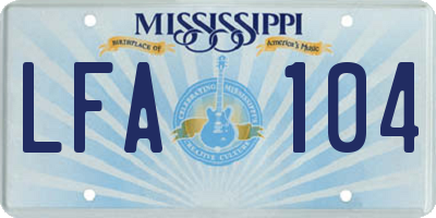 MS license plate LFA104