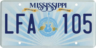 MS license plate LFA105