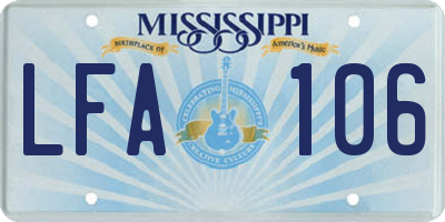 MS license plate LFA106
