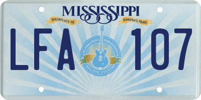 MS license plate LFA107