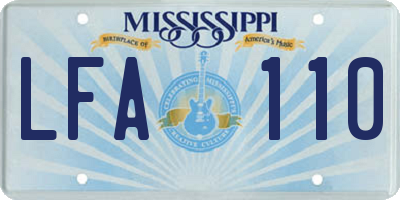 MS license plate LFA110