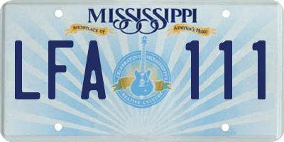 MS license plate LFA111