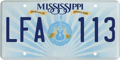 MS license plate LFA113