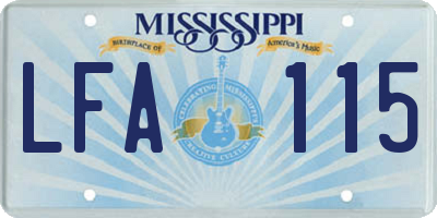 MS license plate LFA115
