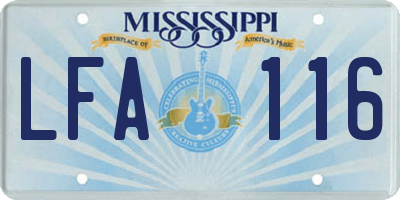 MS license plate LFA116