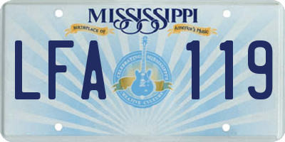 MS license plate LFA119