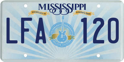 MS license plate LFA120