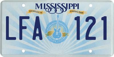 MS license plate LFA121