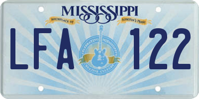 MS license plate LFA122