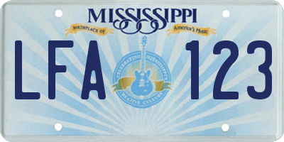 MS license plate LFA123