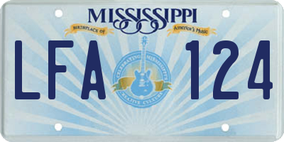 MS license plate LFA124