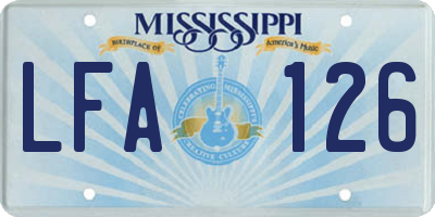 MS license plate LFA126