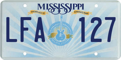 MS license plate LFA127