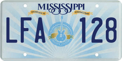 MS license plate LFA128