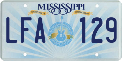 MS license plate LFA129
