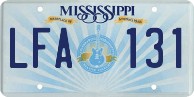 MS license plate LFA131