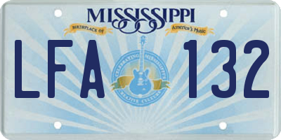 MS license plate LFA132