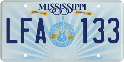 MS license plate LFA133