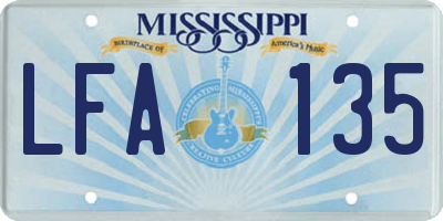 MS license plate LFA135