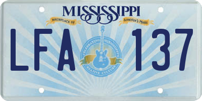 MS license plate LFA137