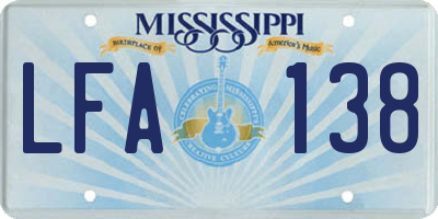 MS license plate LFA138