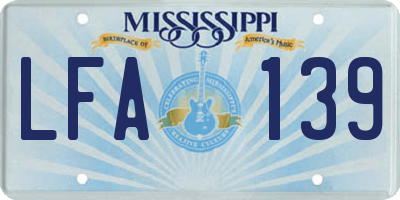 MS license plate LFA139