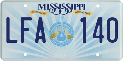 MS license plate LFA140