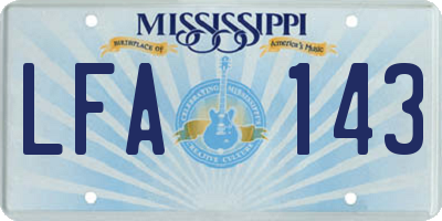 MS license plate LFA143
