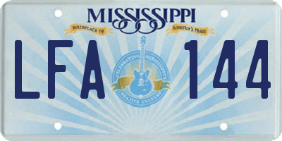MS license plate LFA144