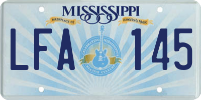 MS license plate LFA145