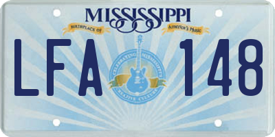 MS license plate LFA148