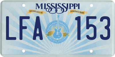 MS license plate LFA153
