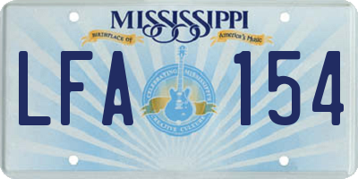 MS license plate LFA154
