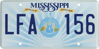 MS license plate LFA156
