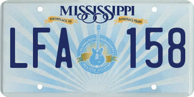 MS license plate LFA158