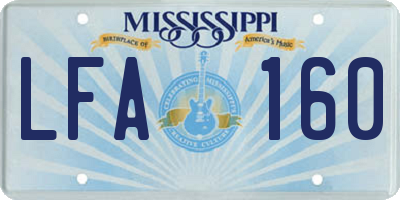 MS license plate LFA160