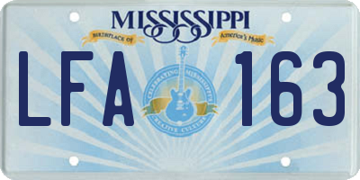 MS license plate LFA163