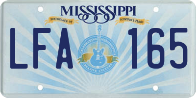 MS license plate LFA165