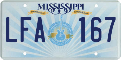 MS license plate LFA167