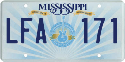 MS license plate LFA171