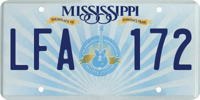 MS license plate LFA172