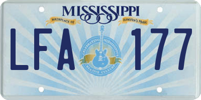 MS license plate LFA177
