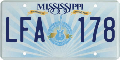 MS license plate LFA178