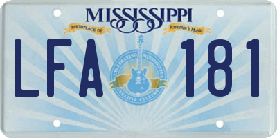 MS license plate LFA181