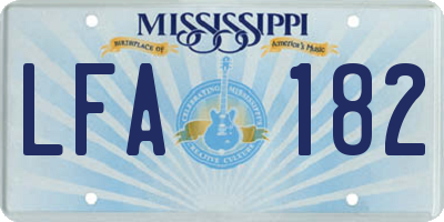 MS license plate LFA182