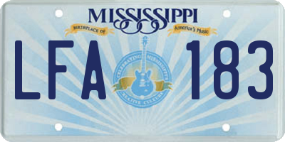MS license plate LFA183