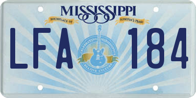 MS license plate LFA184