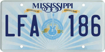 MS license plate LFA186